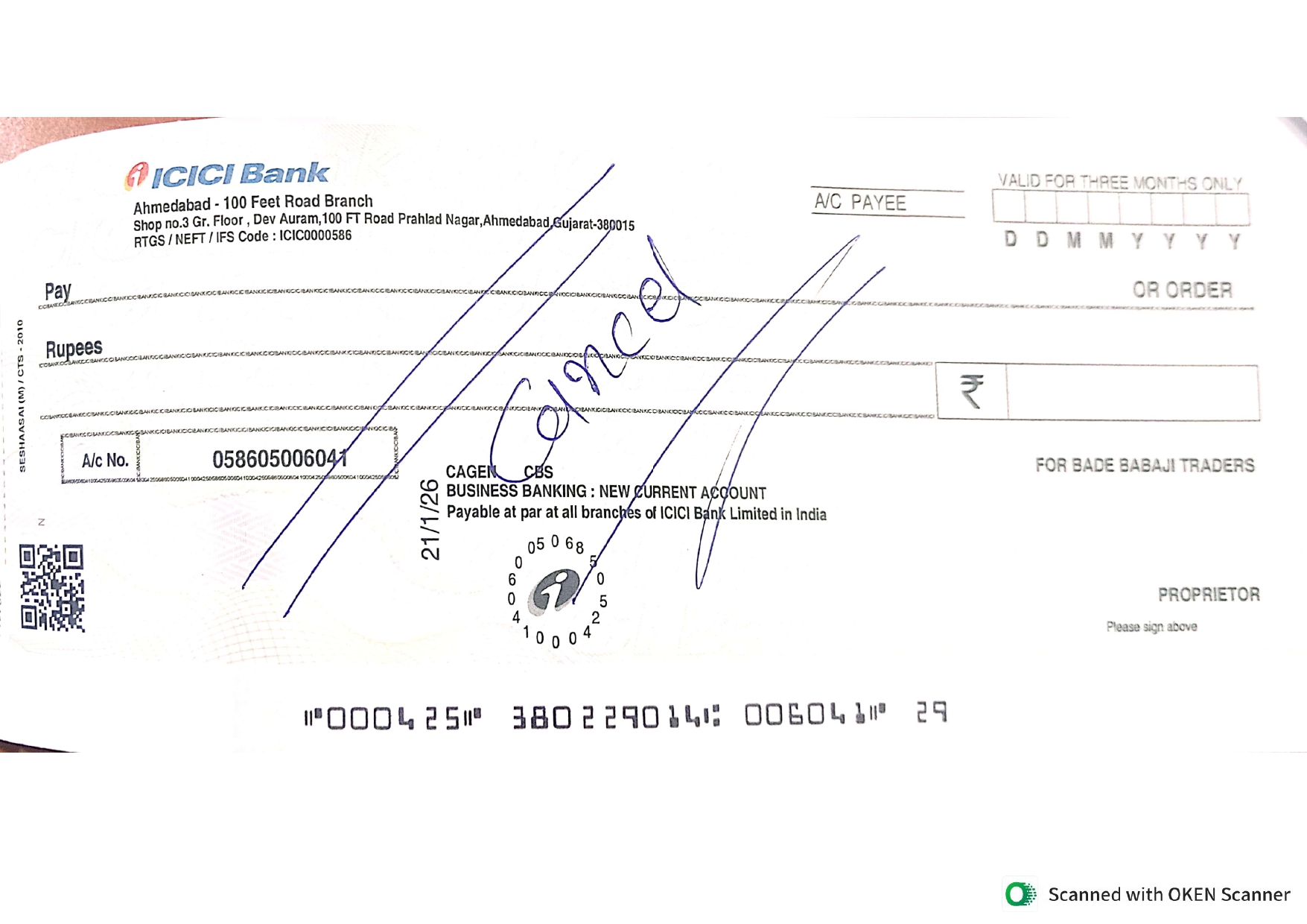 Badebabaje traders Bank Cheque Image